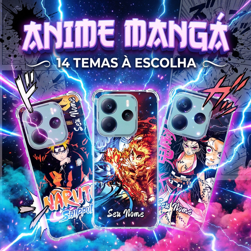 Capa Capinha REDMI NOTE 14 PRO 13 12 TURBO 11 10 10S 9T 9S 14C Anti-impacto Personalizada tema ANIME Manga Japones 2