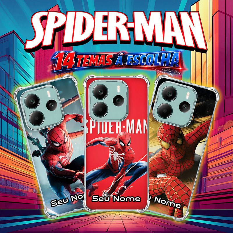 Capa Capinha REDMI NOTE 14 PRO 13 PLUS 12 TURBO 11 10 10S 9T 9S 14C Anti-impacto Personalizada tema geek HOMEM ARANHA
