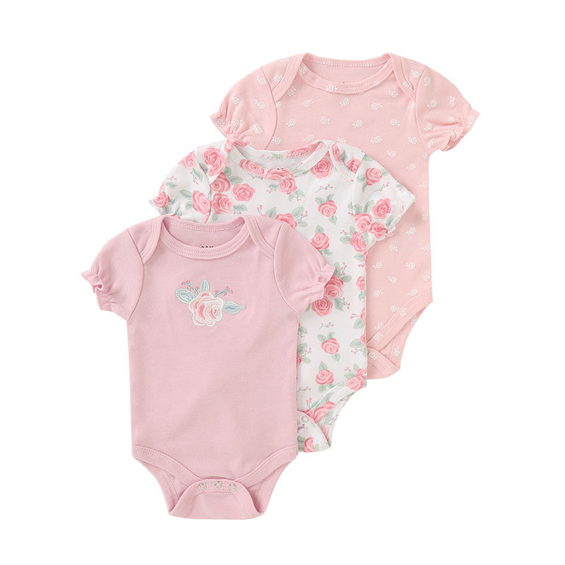 5 Pçs Elegante Bebê Recém-Nascido Menino Menina Algodão Macio Doce Rosa Flor Impressão Dos Desenhos Animados Nascidos On