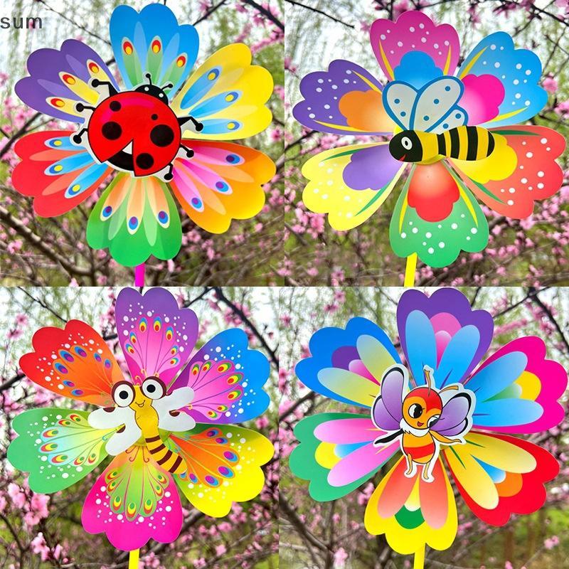 [sum] 1 Peça De Desenho Animado Em Forma De Flor Inseto Moinho De Vento Portátil Decoração De Jardim Para Casa Girador G