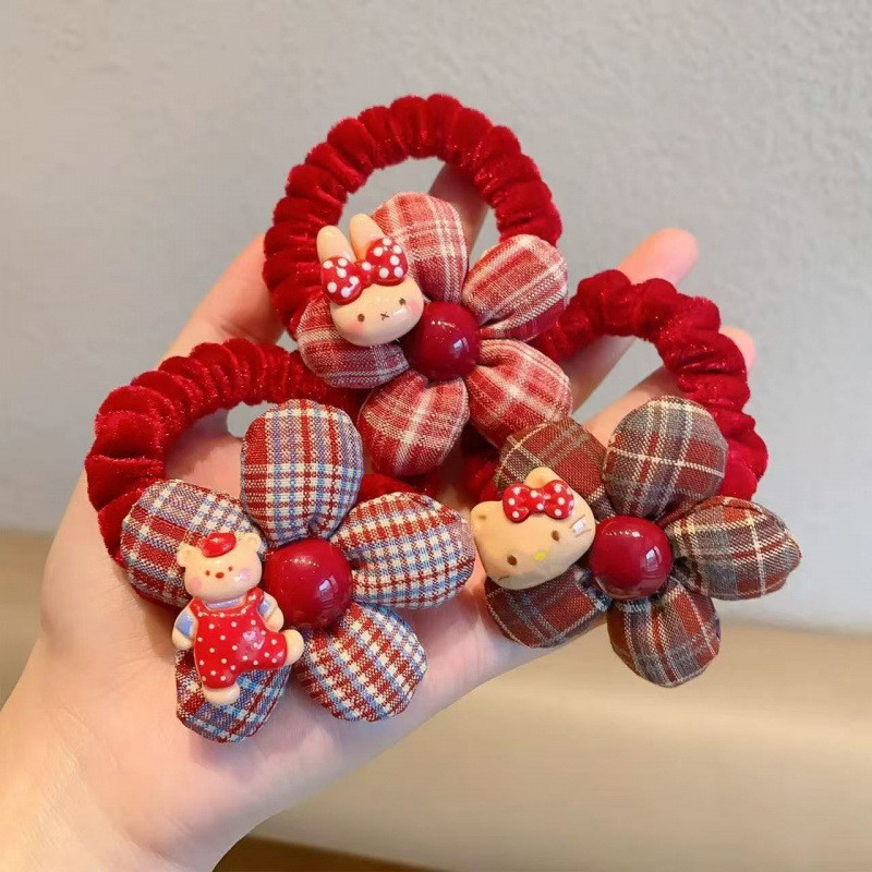 1 Pçs Bonito Dos Desenhos Animados Flor Crianças Faixas De Cabelo Elásticas Meninas Acessórios Para O