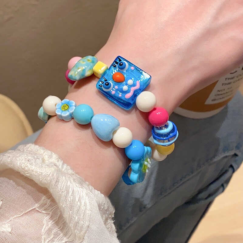 Verão dos desenhos animados flor infantil pulseira feminino nicho High-End Design colorido pulseira única All-Match amor