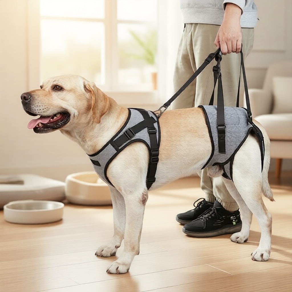 Arnês de Suporte para Cães Ajustável para Portadores Médios a Grandes, Almofada Conforto para as Pernas Traseiras