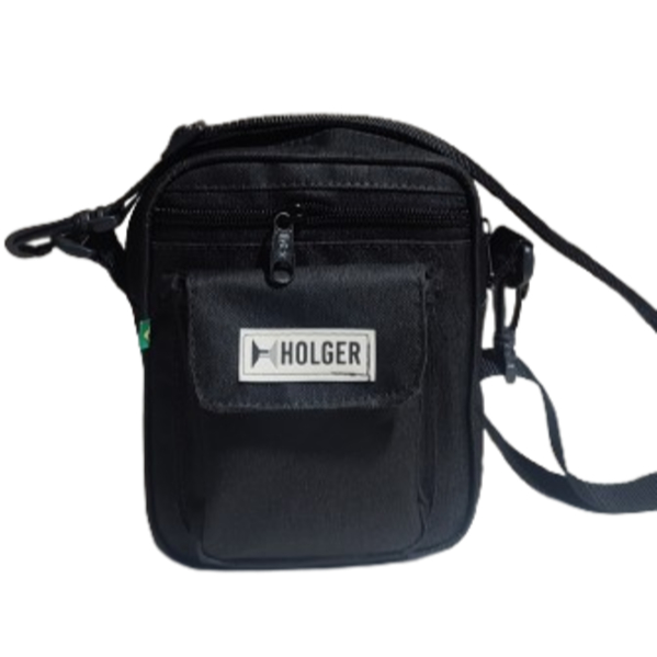Shoulder Bag Bolsa de Ombro em Nylon Impermeável e Reforçado de Qualidade Holger Preta