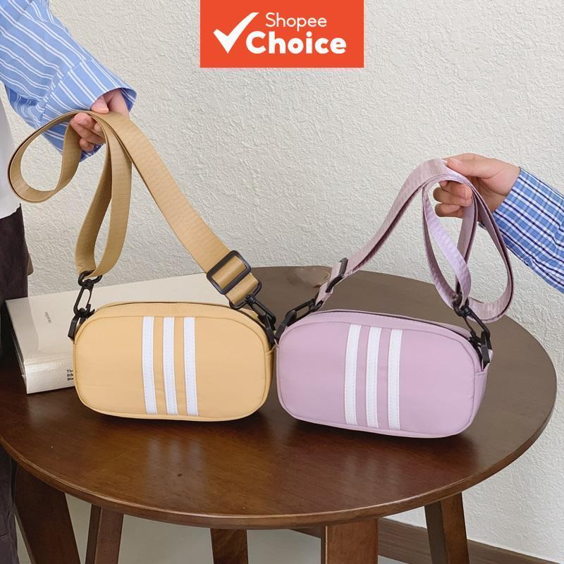 Bolsa Transversal Mini Listrada Esportiva para Crianças e Mulheres, Bolsa de Nylon Casual com Alça Ajustável, Bolsa de
