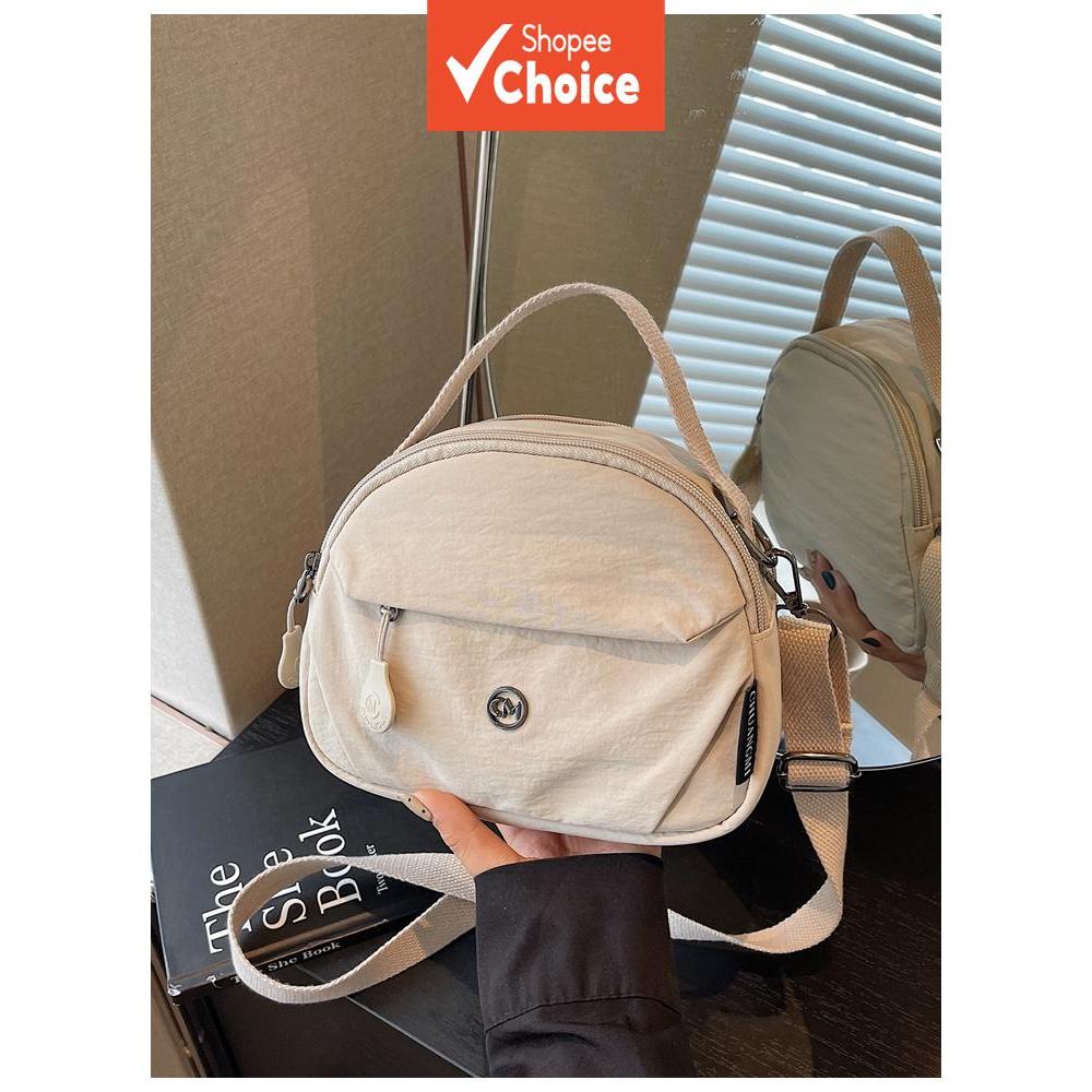 Bolsa transversal feminina de nylon, mini, leve, impermeável, com múltiplos bolsos e alça ajustável