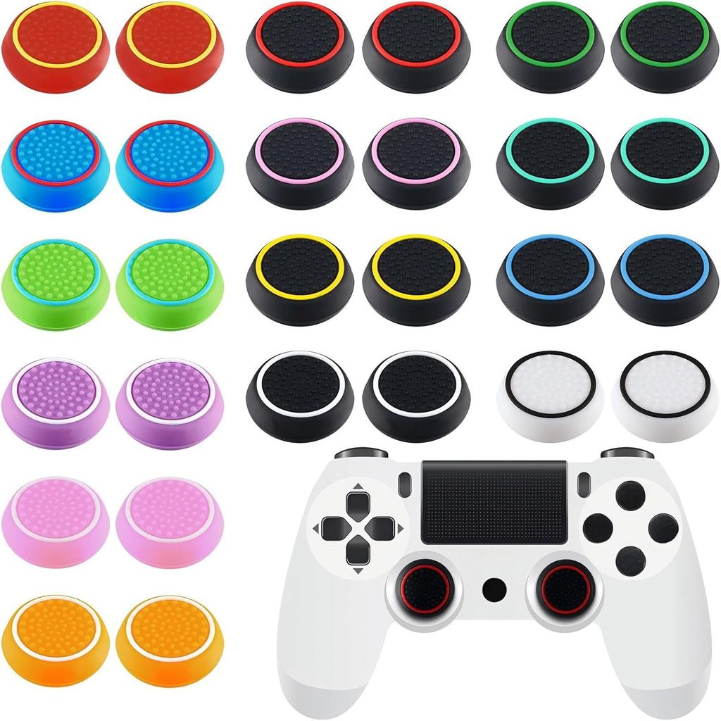 28 Pack Anti Slip Controller Grip Silicone Thumb Grips Caps High Sensitivity Joystick Thumb Grips Multicolor Button Cove