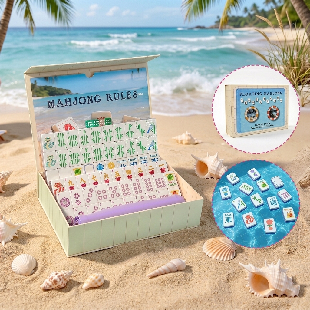 Conjunto De Mahjong Flutuante À Prova D'água Para Festas Na Piscina E Férias Praia-Azulejos Leves Duráveis Jogos De Verã