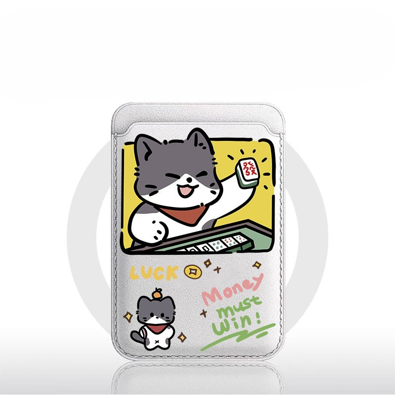 Filhote De Cachorro Jogando mahjong Padrão Carteira Titular Do Cartão Para iPhone 11pro 12promax 13 15pro 15promax 14 14