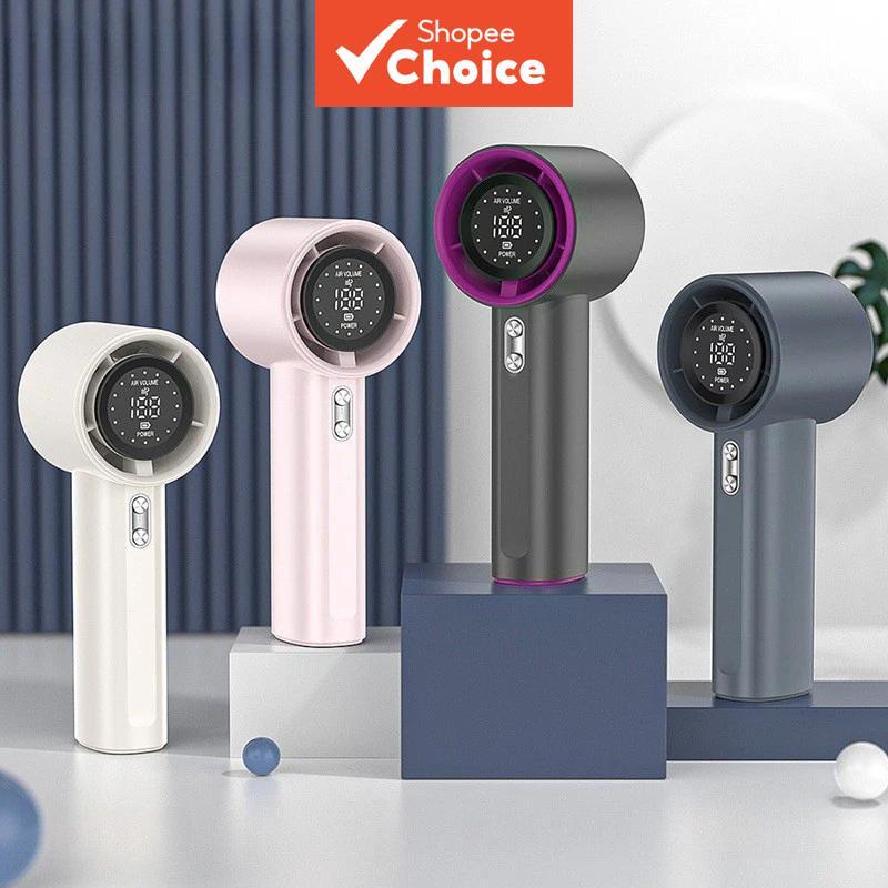 Ventilador portátil turbo 4000mAh digital com visor LED, 100 velocidades e longa duração de bateria para viagens ou uso