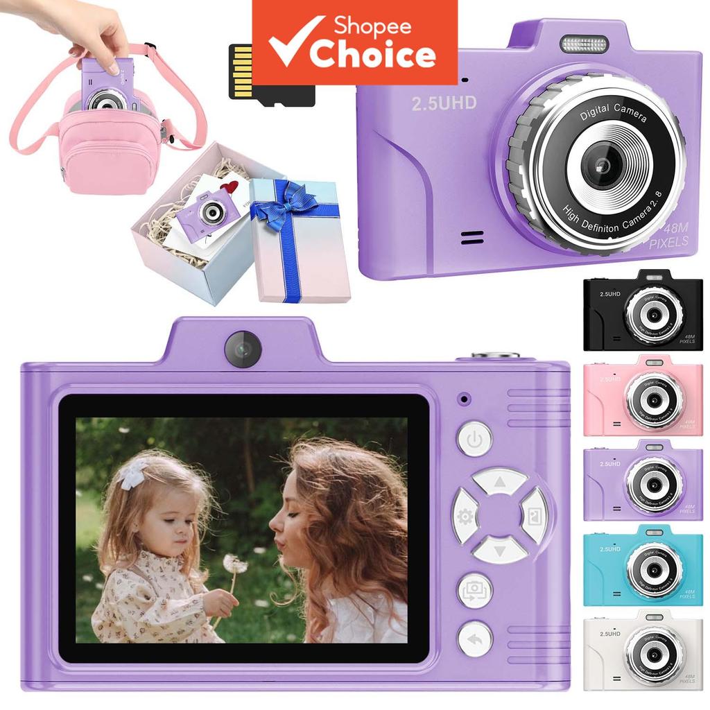 Câmera Digital Infantil Câmera Digital para Crianças 48MP Fotos 2.5K HD Vídeo 8X Zoom Duplo Setup Anti Tremido Corpo