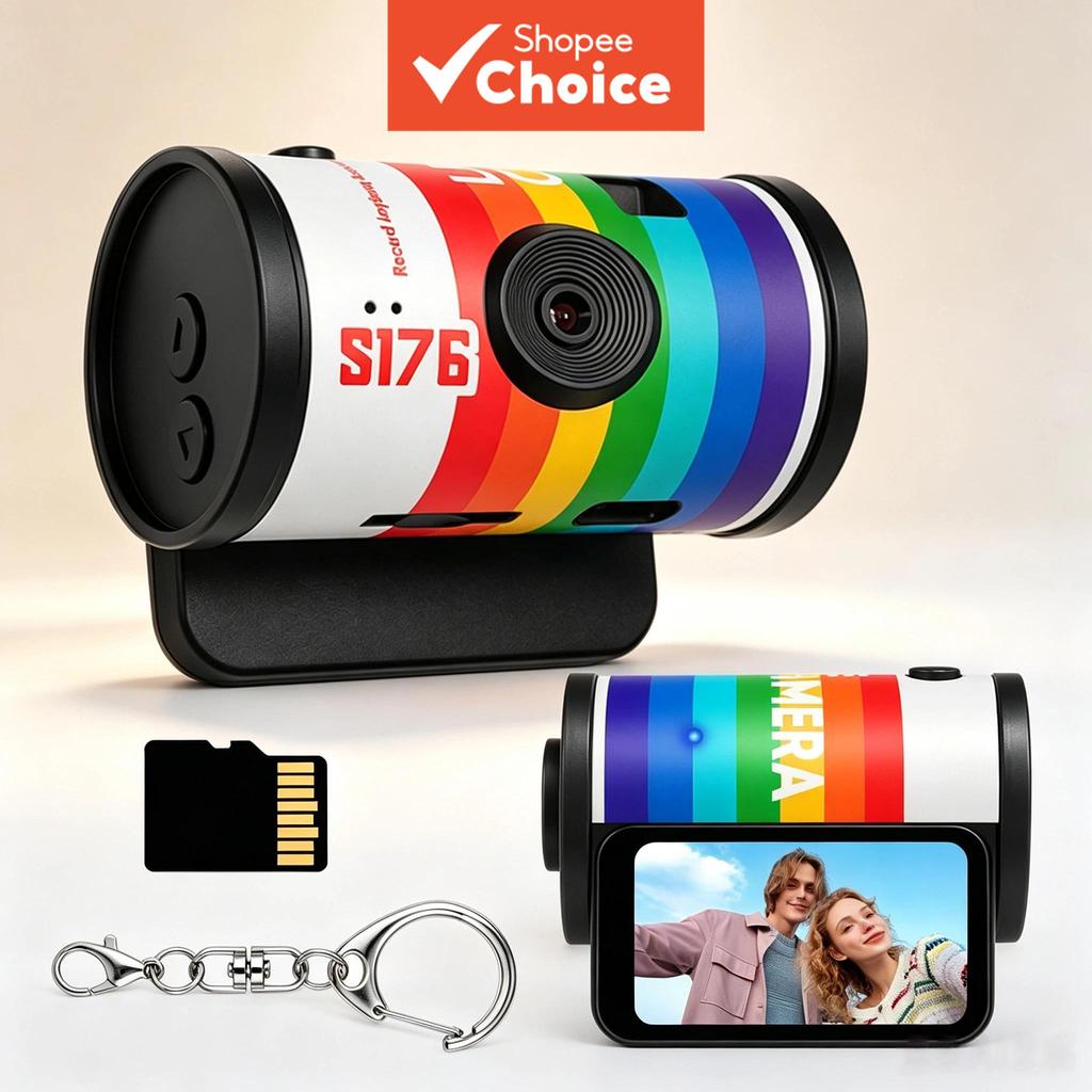 Câmera Digital de Chaveiro Mini com Função de Captura Instantânea de Dois em Um e Um Toque, para Aniversário e Natal