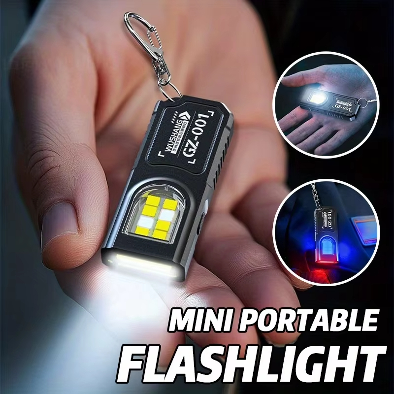 3 peças mini lanterna chaveiro LED COB poderosa recarregável USB C luz de trabalho pendurada à prova d'água para