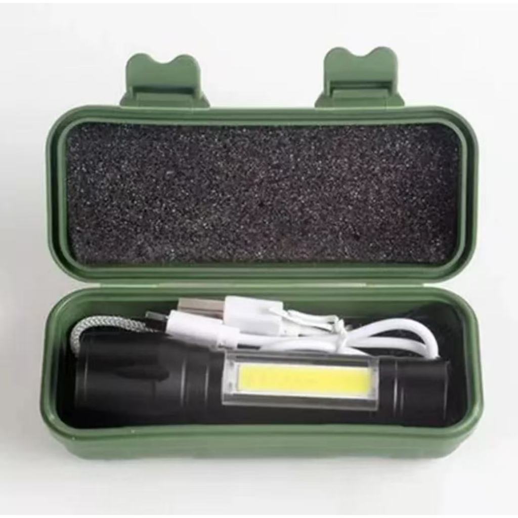 Lanterna LED Mini Recarregável USB - Brilhante, Zoom, COB Luz Lateral e Portátil Waterproof