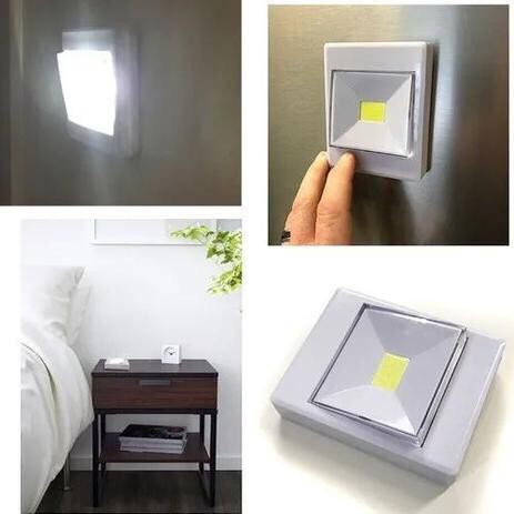 Mini Luminária COB Led Forte Armário Corredor Abajur Pilha Fixação Imã Adesivo Parafuso