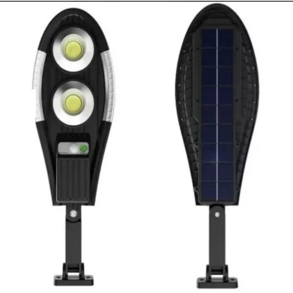 2 Luminária Pública Led Solar 100w Cob Mini Poste Rua Com Sensor Presença Controlador
