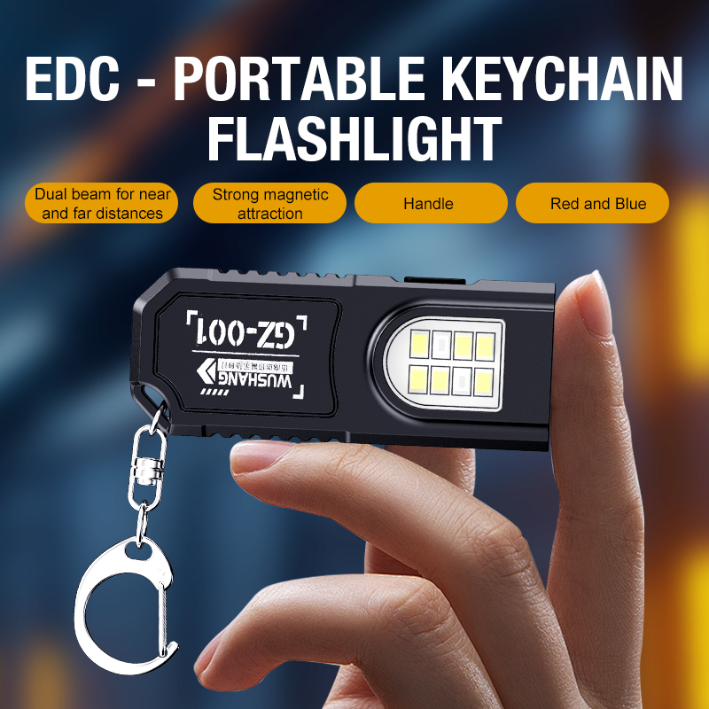 Lanterna LED COB portátil com chaveiro, tocha recarregável por USB, com clipe para caneta, potente e mini lanterna de