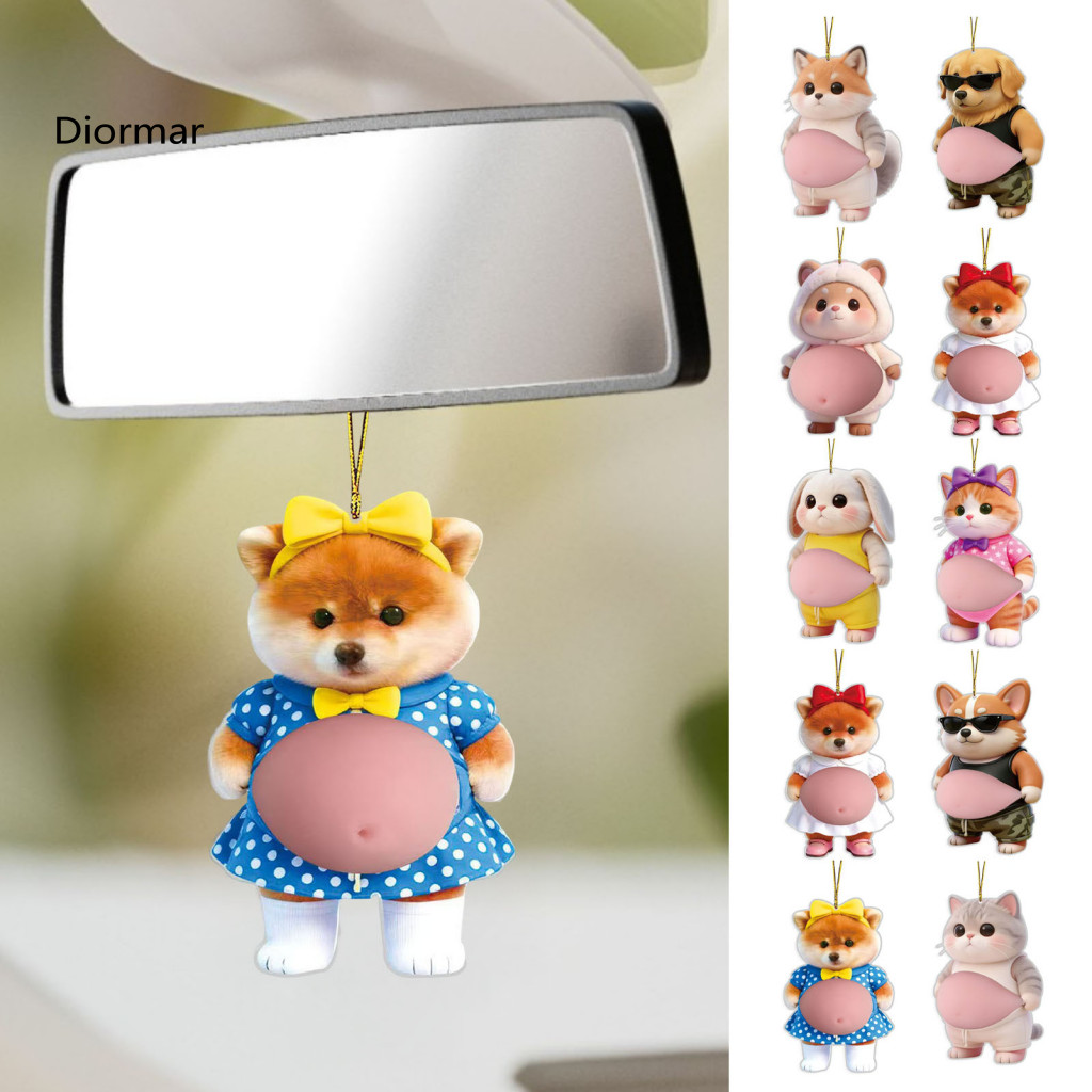 Anti-collision Bumper Stress Relief Toy Car Pendant Fat Dog Shape Decompression Soft Rubber Keychain with Adhesive Backi