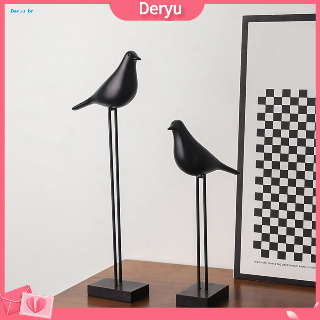 Elegant Tabletop Decor for Room Modern Resin Bird Ornaments Minimalist Black White Figurine Art Sculpture for Tv Cabinet