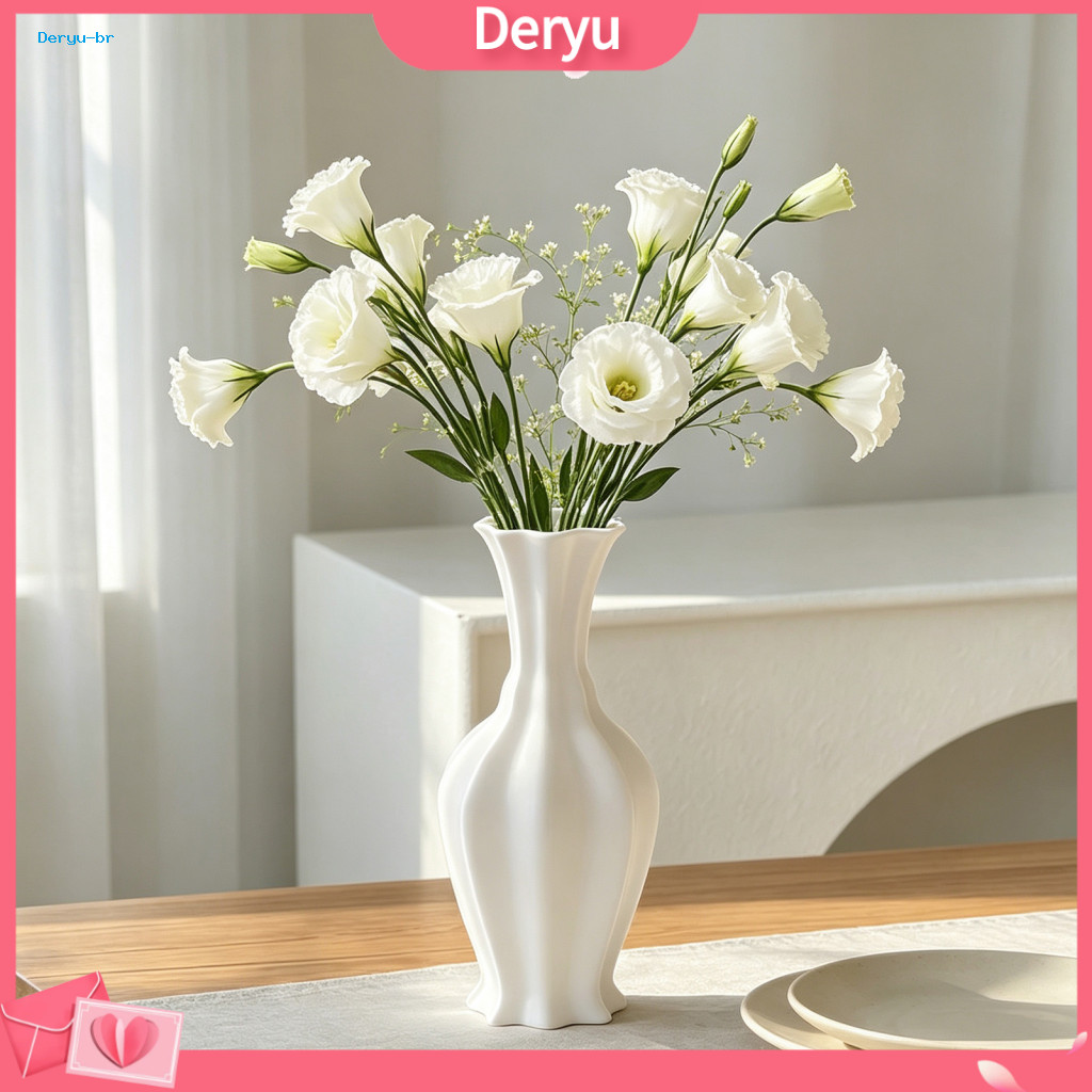Decorative Flower Vase Elegant Home Accessories 3d Printed Minimalist Wavy Rim – Modern Pot for Fresh Artificial Plant