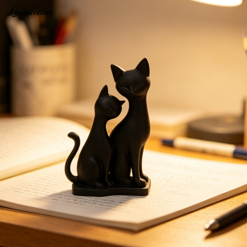 3d Printed Cat Sculpture Modern Black Figurine – Elegant Intertwining Cats for Home Room Office Desk Shelf Decor Uniqu