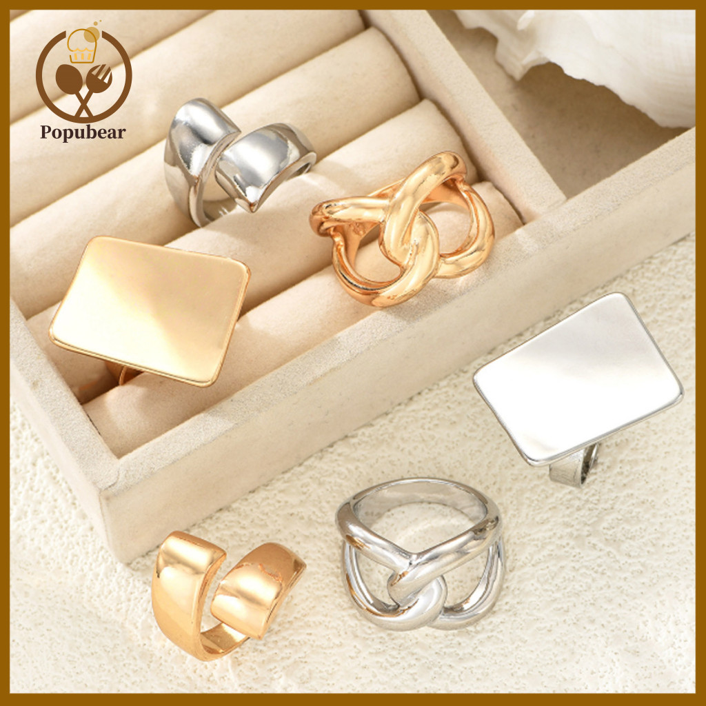 Exquisite Craftsmanship Ring Adjustable 3pcs Minimalist Knot Set for Women – Textured Stackable Rings Modern Elegant S