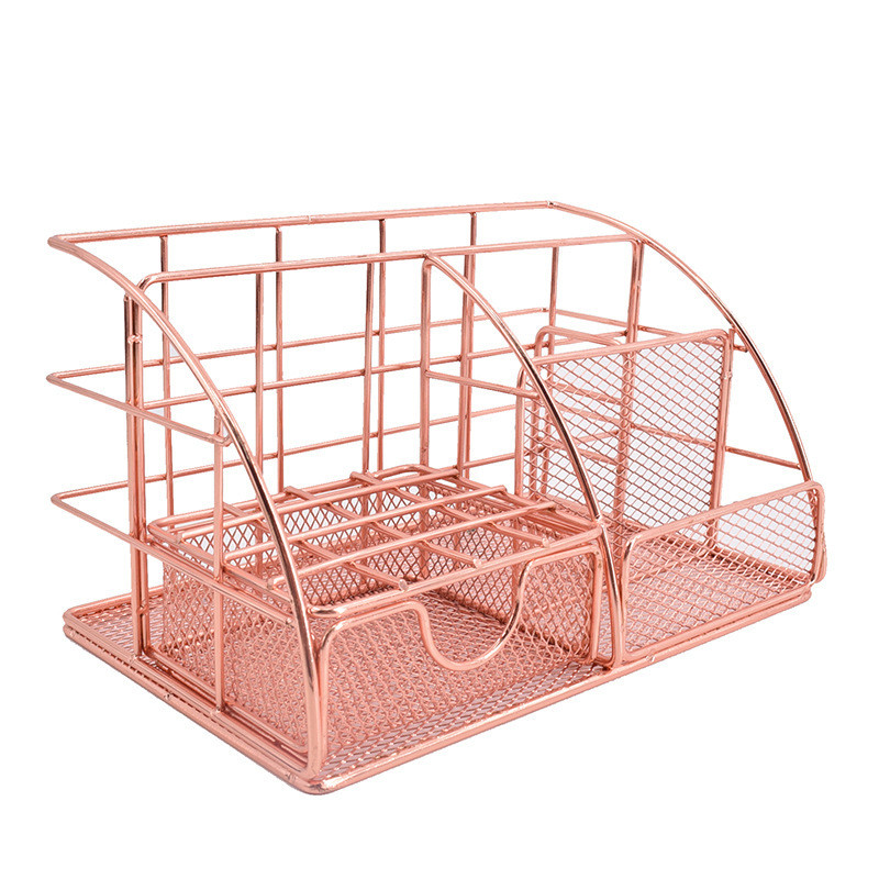 Metal Storage Basket Desk Organizer Pen Holder Office Stationery File Rack Modern Elegant