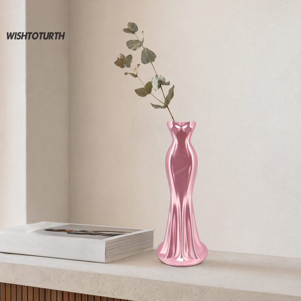 Dress Vase Decorative Elegant 3d Printed Dress-shaped Minimalist Modern Flower Holder for Room Entrance Dressing Table H