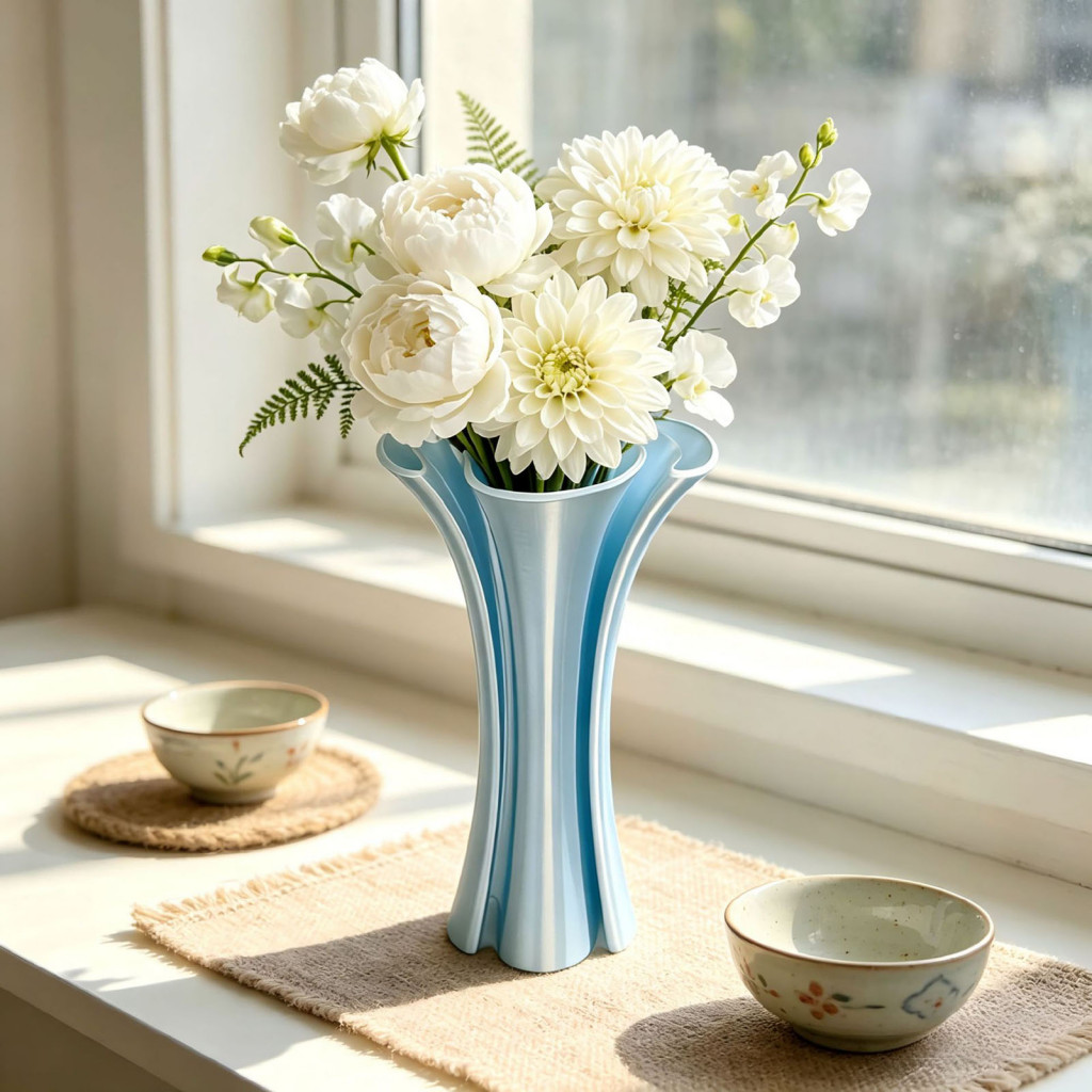 Modern 3d Printed Artistic Flower Vase – Elegant Table Centerpiece for Fresh Artificial Plants Perfect Home Decor for