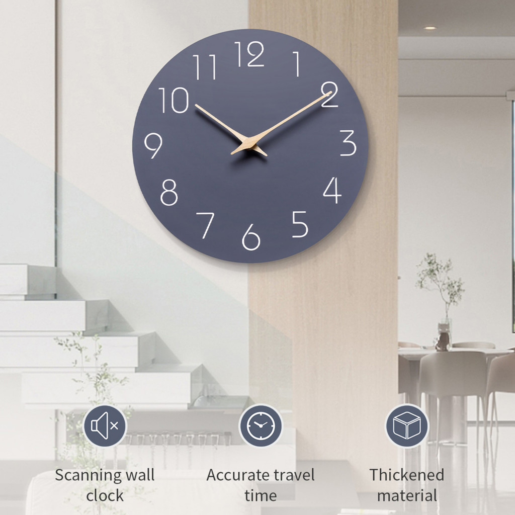 10 Inch Silent Wooden Wall Clock – Non-ticking Elegant Battery Operated Quiet for Bedroom Office Bathroom Modern Home