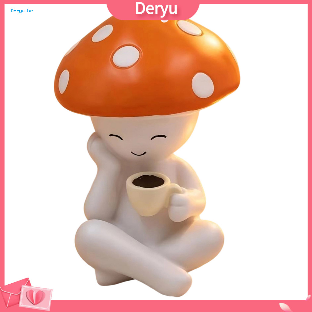 Mushroom Ornaments for Home Decor Decorative Dolls Cute Resin Figurine Mini Fairy Garden Desk Office Tabletop Ornament B