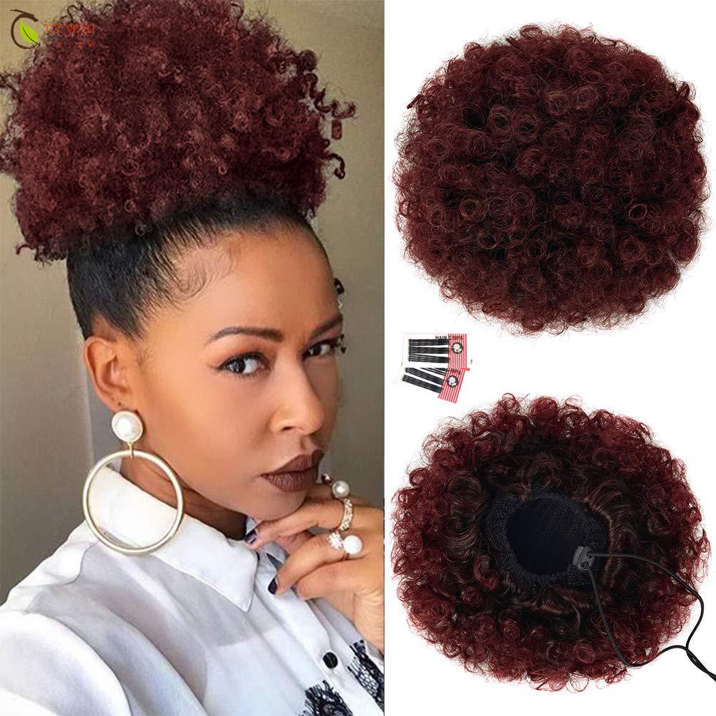 Extensão De Rabo De Cavalo Afro Puff Com Cordão Para Mulheres Kinky Encaracolado，ONLY High Quality Multi-color Clip in Kinky Curly High Puff Short Hair Extension Afro Bun