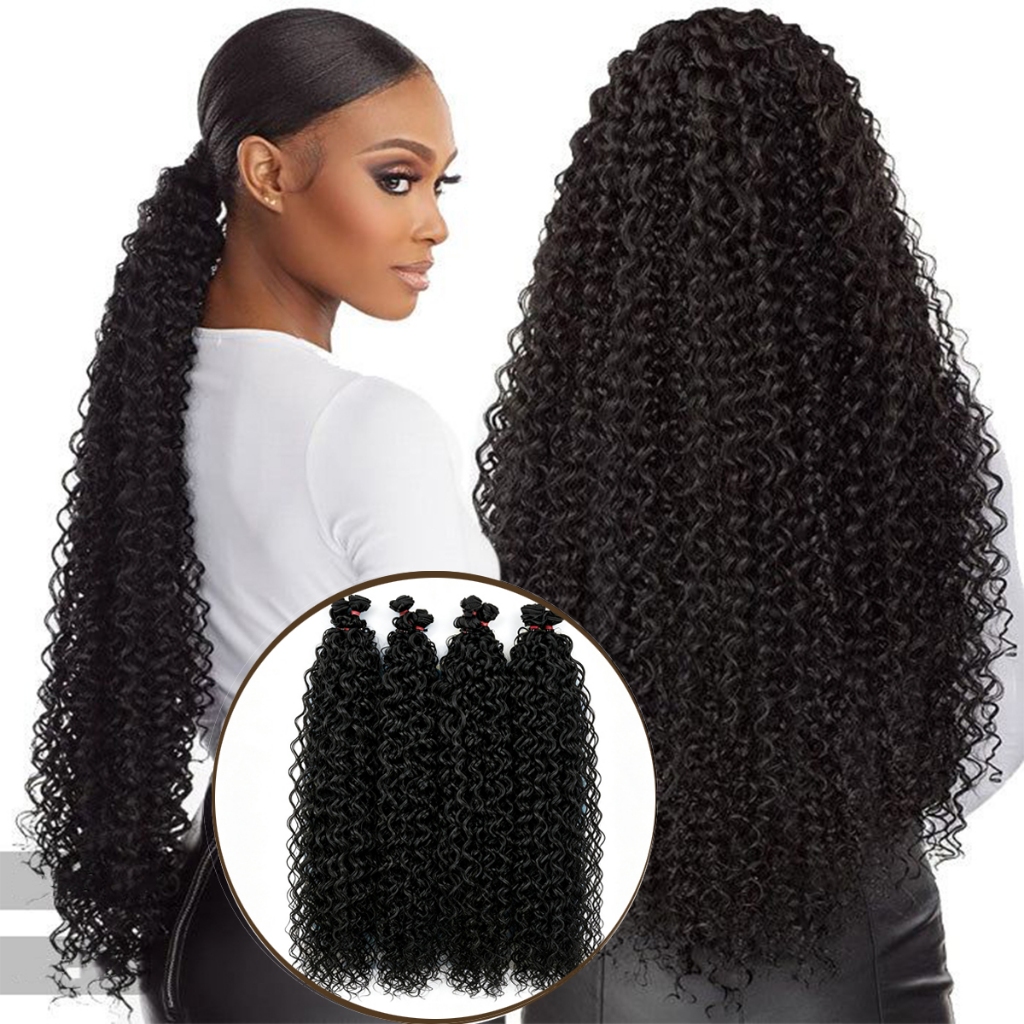 320g Cabelo Cacheado Afro Feminino Orgânico Kinky Curly Preto Longo 70cm