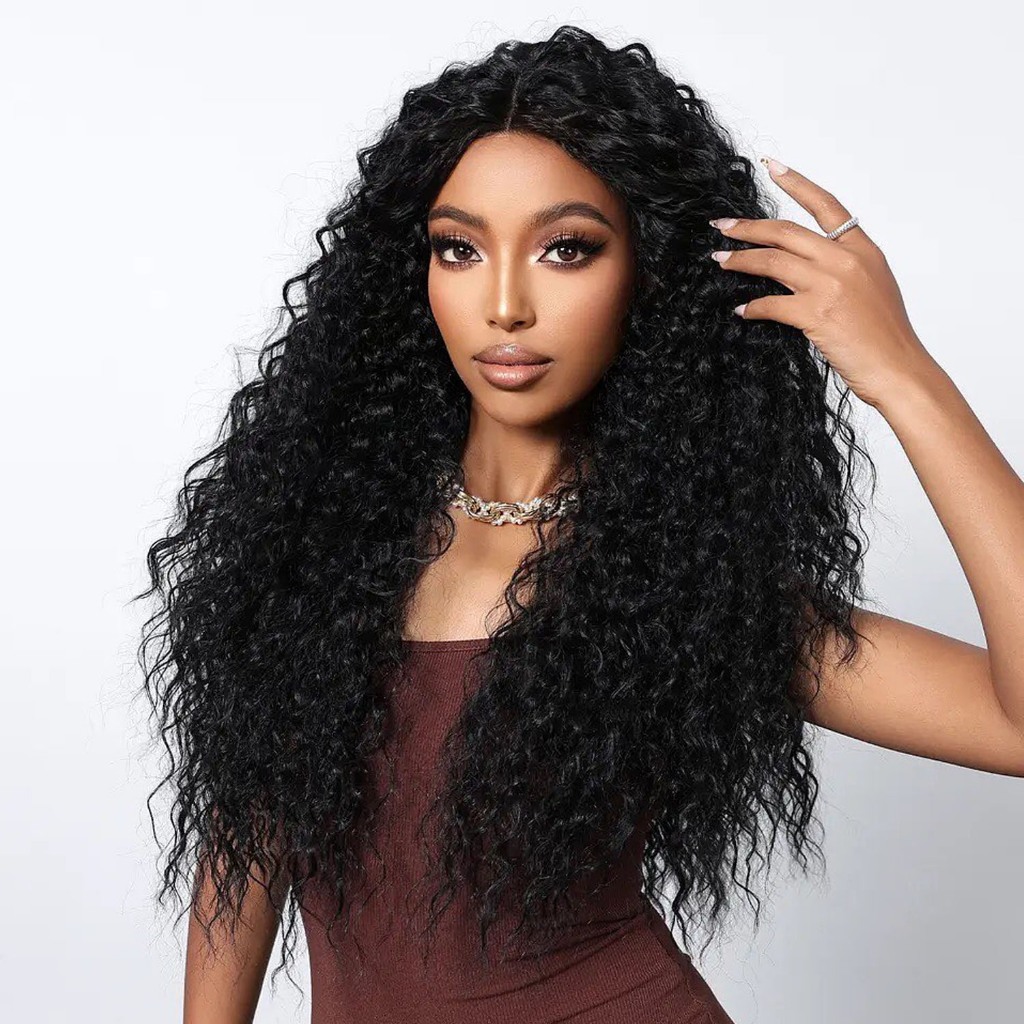 Peruca Afro Kinky Longa Encaracolada Cabelo Orgânico