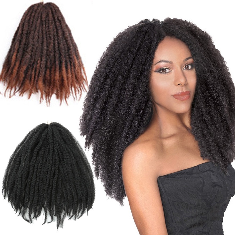 Afro Kinky Marley Crochet Trança Cabelo 18 Polegada 100g Torções Sintéticas Para Mulheres Peruca E Extensão