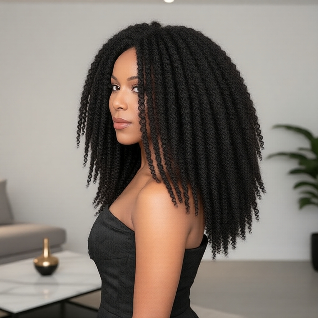 18 pol. 100 g Extensões de Cabelo e Peruca Sintética Afro Kinky Marley Crochet Braids para Mulheres