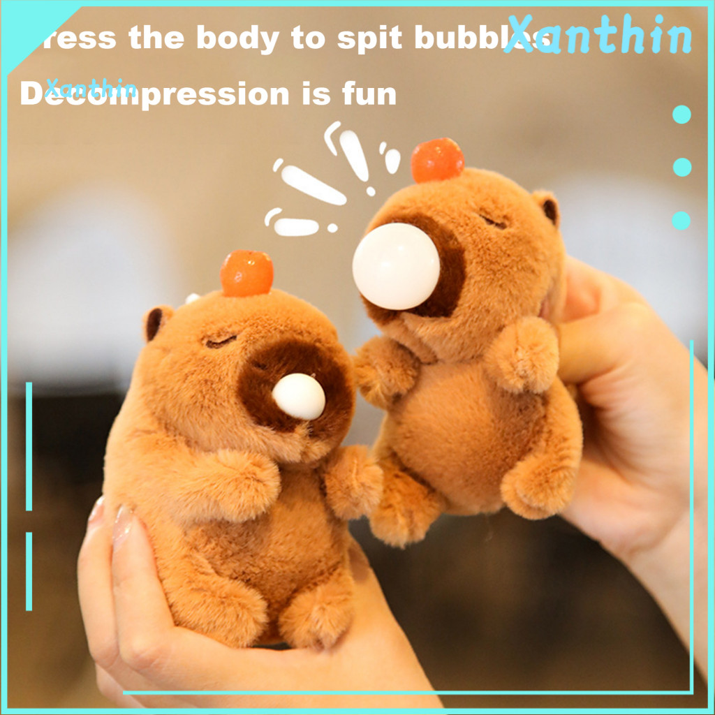 Plush Doll Cartoon Capybara Toy Soft Cotton Stuffed Animal Keychain Pendant Cute Hanging Ornament Kids Birthday Christma