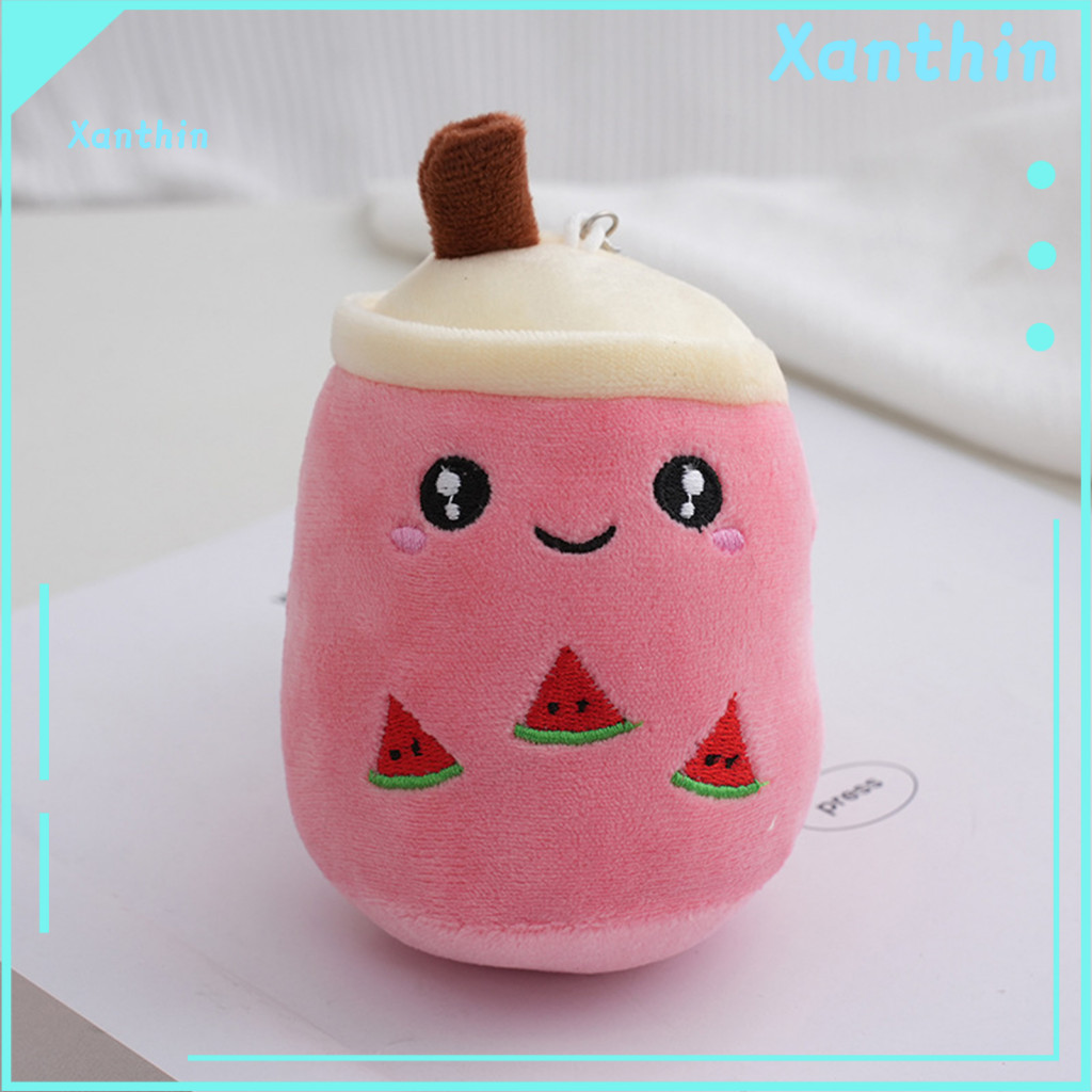 Milk Tea Plush Doll Toy Cute Bubble Keychain Soft Stuffed Pendant Pp Cotton Filled Backpack Charm Gift for Kids Girls So