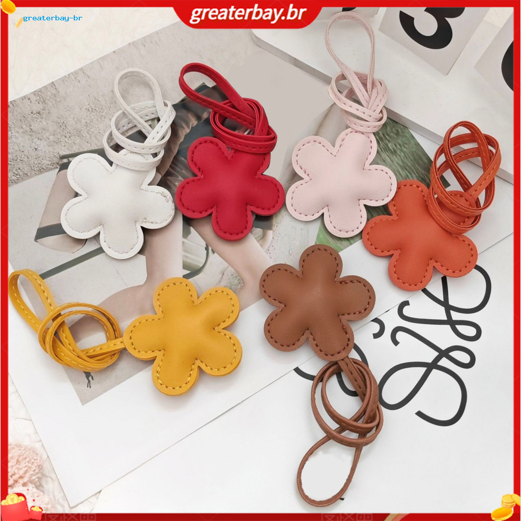 Leather Flower Cherry Blossom Keychain Cute Cotton Filled Floral Bag Charm Hanging Pendant for Bags and Car Accessories