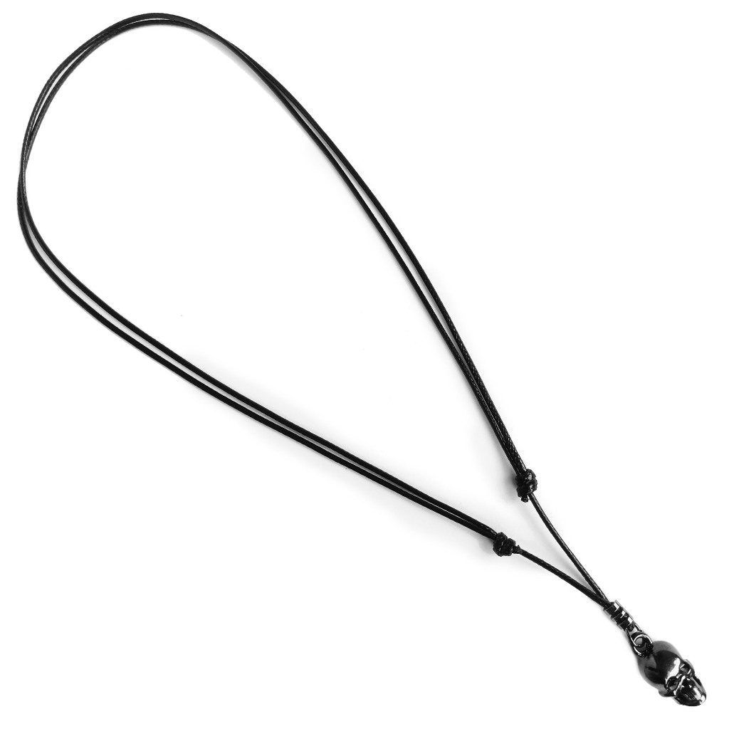 Cordão Cotton Wax Corrente Masculina Colar Com Pingente de Caveira Aço Inox