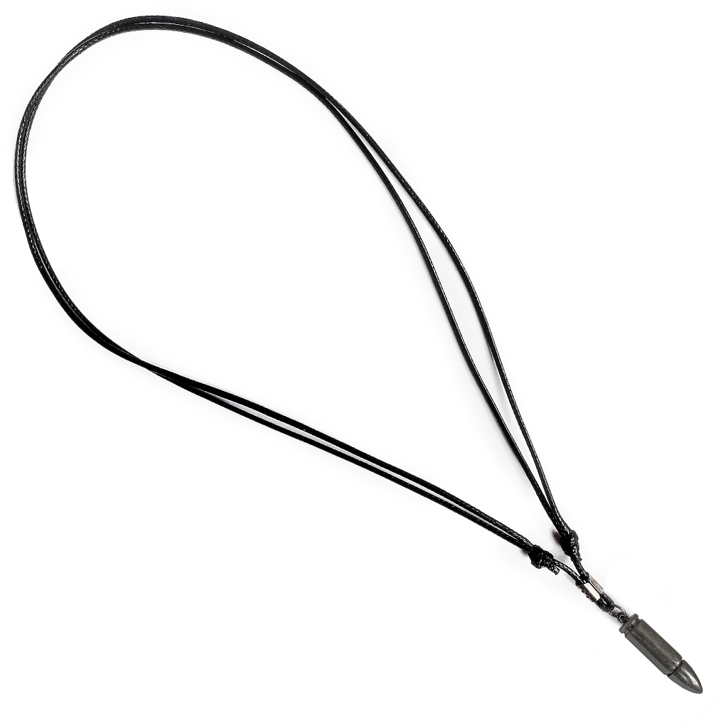Cordão Cotton Wax Corrente Masculina Colar Com Pingente de Munição Aço Inox