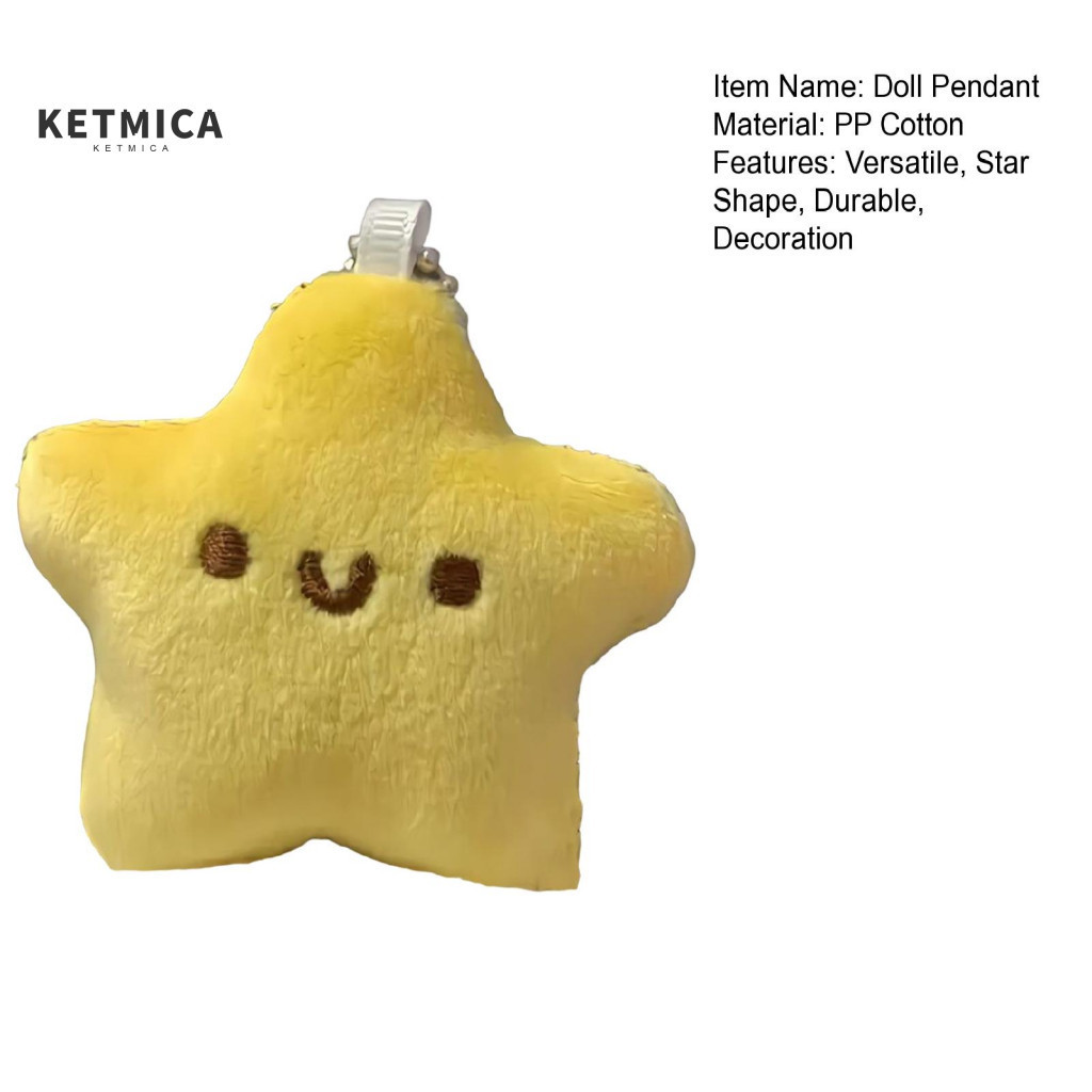 Squeaky Doll Pendant Cute Star Plush Keychain with Sound Soft Pp Cotton Filling Backpack Bag Charm for Kids – Adorable