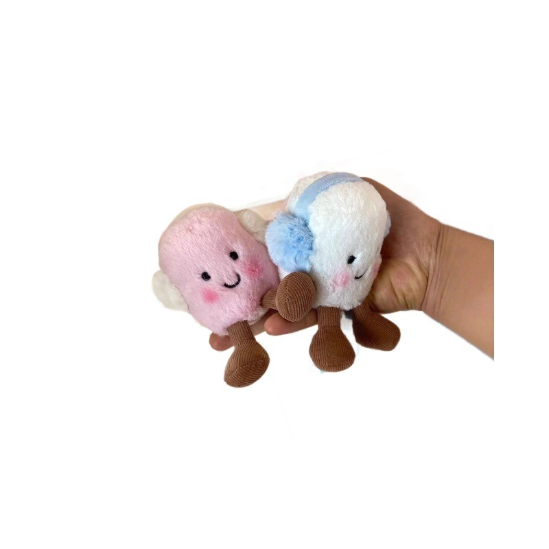 New Fun Paired Earmuffs Cotton Candy Doll Bag Pendant Plush Toy Keychain Birthday