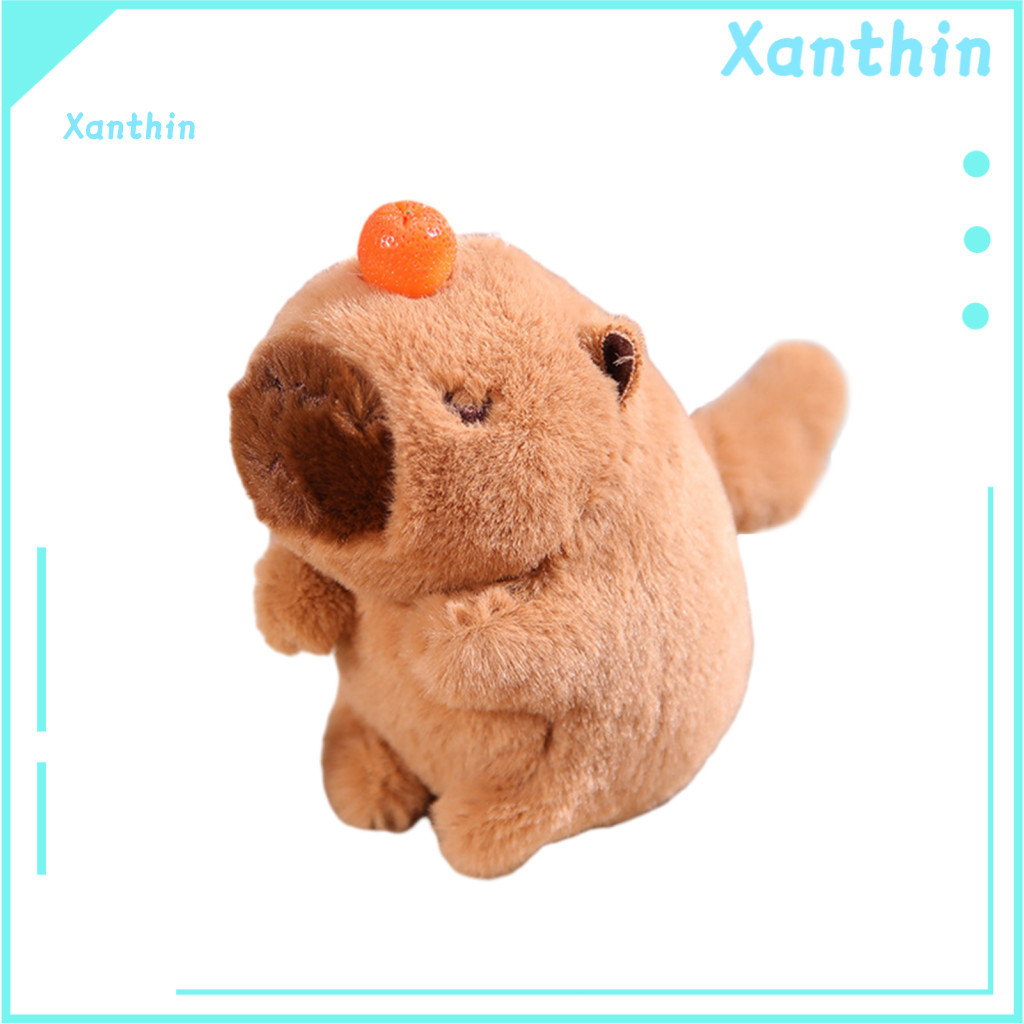 Plush Doll Elastic Toy Cartoon Capybara Soft Cotton Stuffed Animal Keychain Pendant Cute Hanging Ornament Kids Birthday