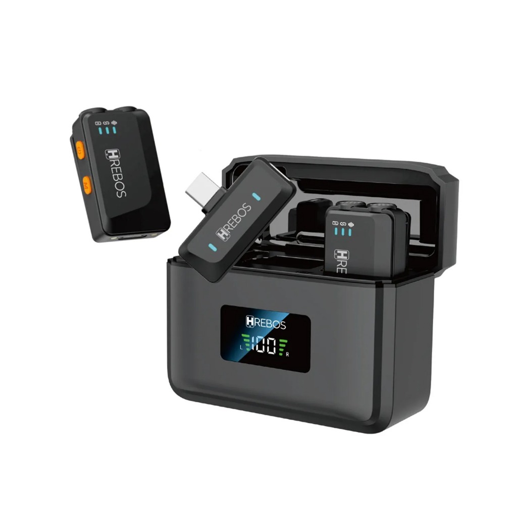 Microfone Lapela Hrebos If-1001 Wavemic Wireless 2.4ghz Preto