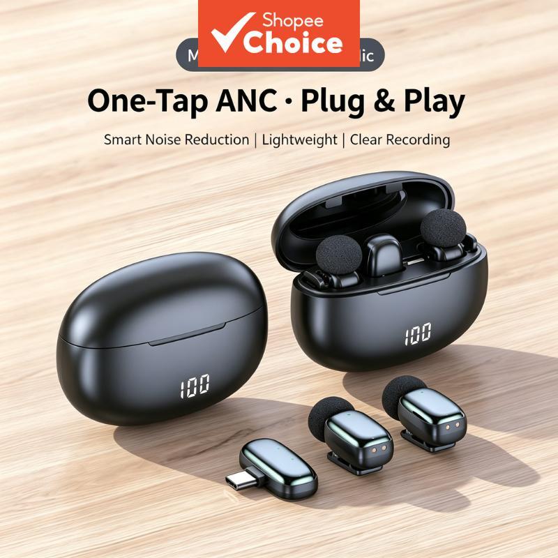 Mini 2 AI Microfone de Lapela Wireless, Redução de Ruído, para Vlog, Android e PC