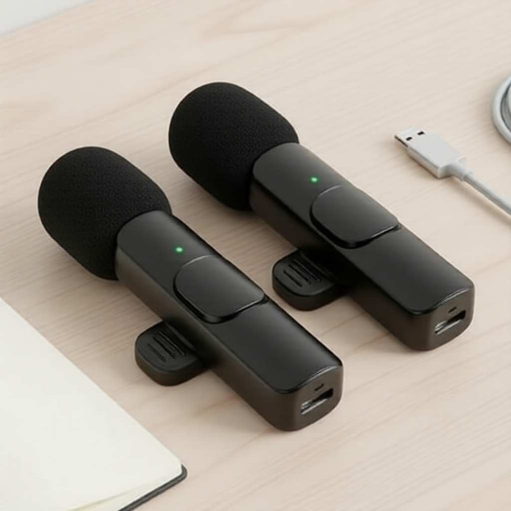 Mini Microfone de Lapela Wireless Tipo-C com Cancelamento de Ruído para 2 Pessoas
