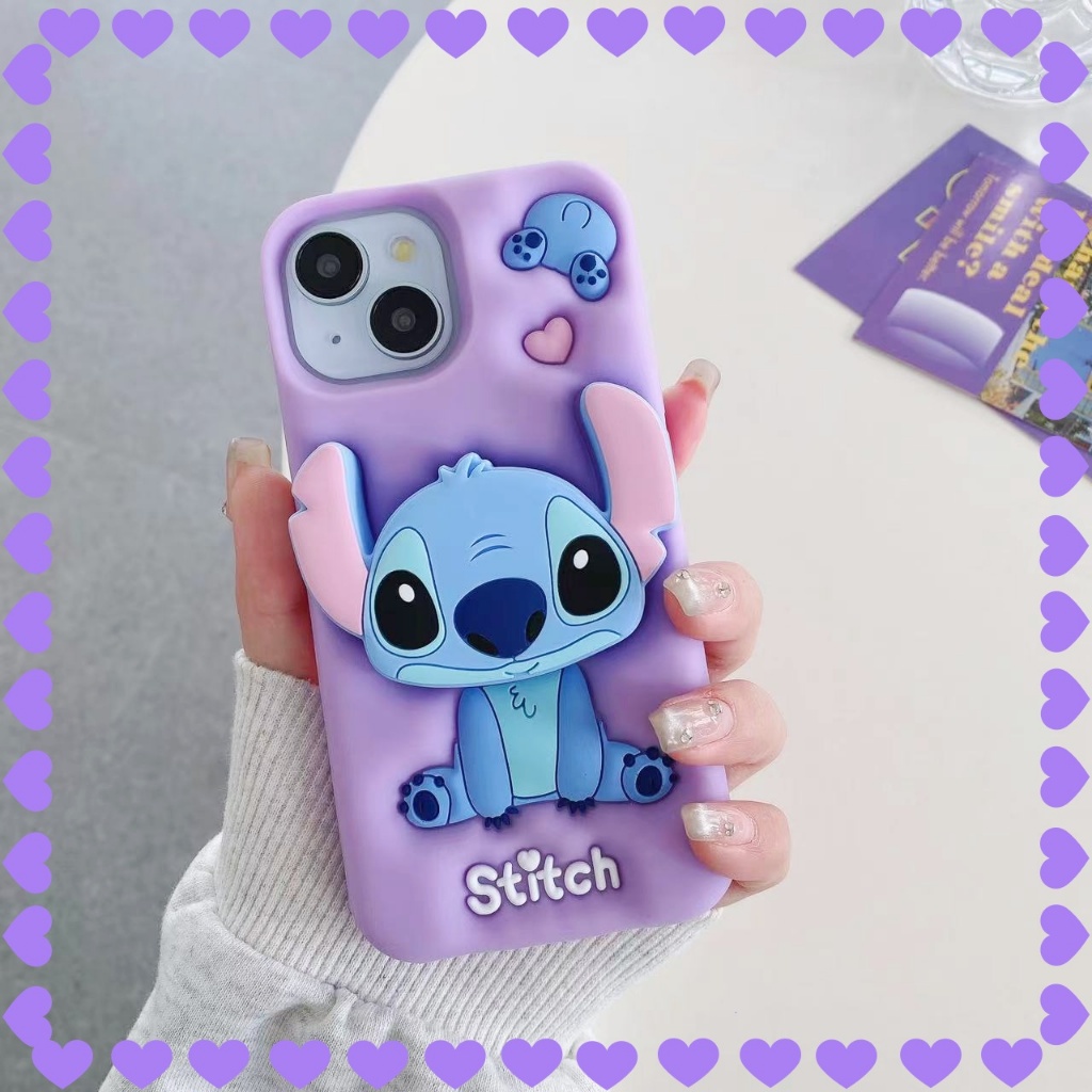 Capinha iphone 11/12/13/14/15 Pro max 3D stitch tridimensional capa protetora para celular ponto animado suporte