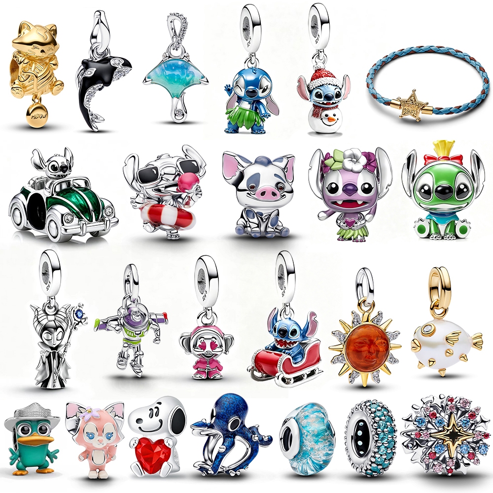 925 prata esterlina bonito dos desenhos animados pingente contas LinaBell ponto charme Disney acessórios pulseira acessó