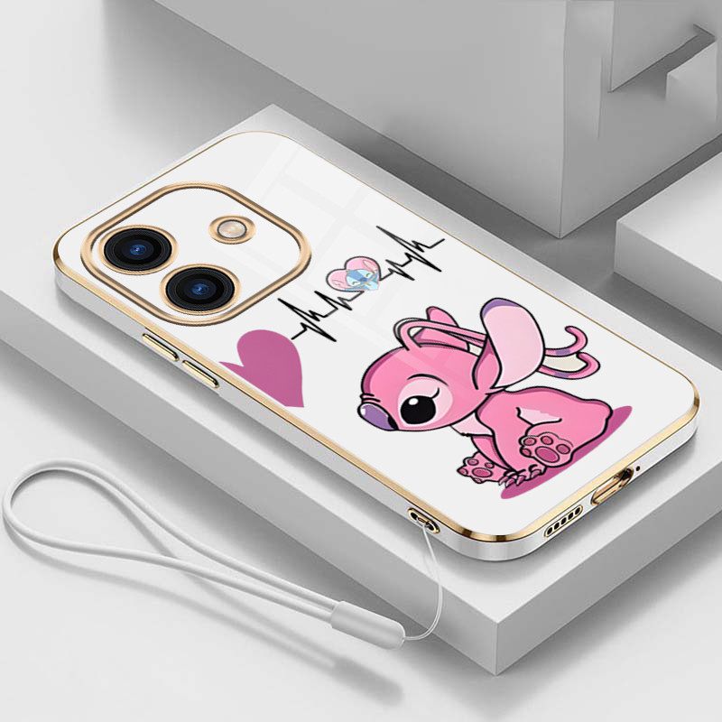 realme Note 70 60 note60 50 Capa De Borracha Colorida De Desenho Animado Para Casais Ponto Rosa Borda Reta
